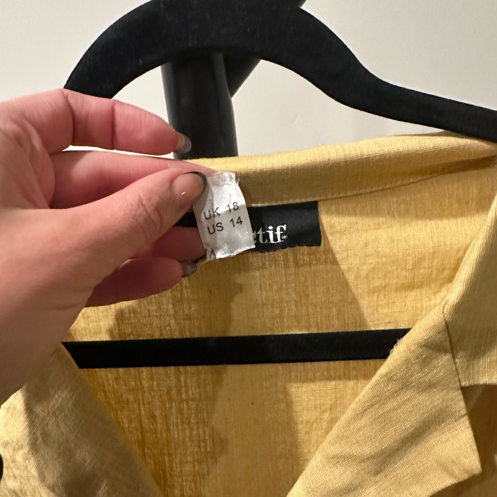Collectif Mustard Button-Down Midi Dress - Picture 3 of 5